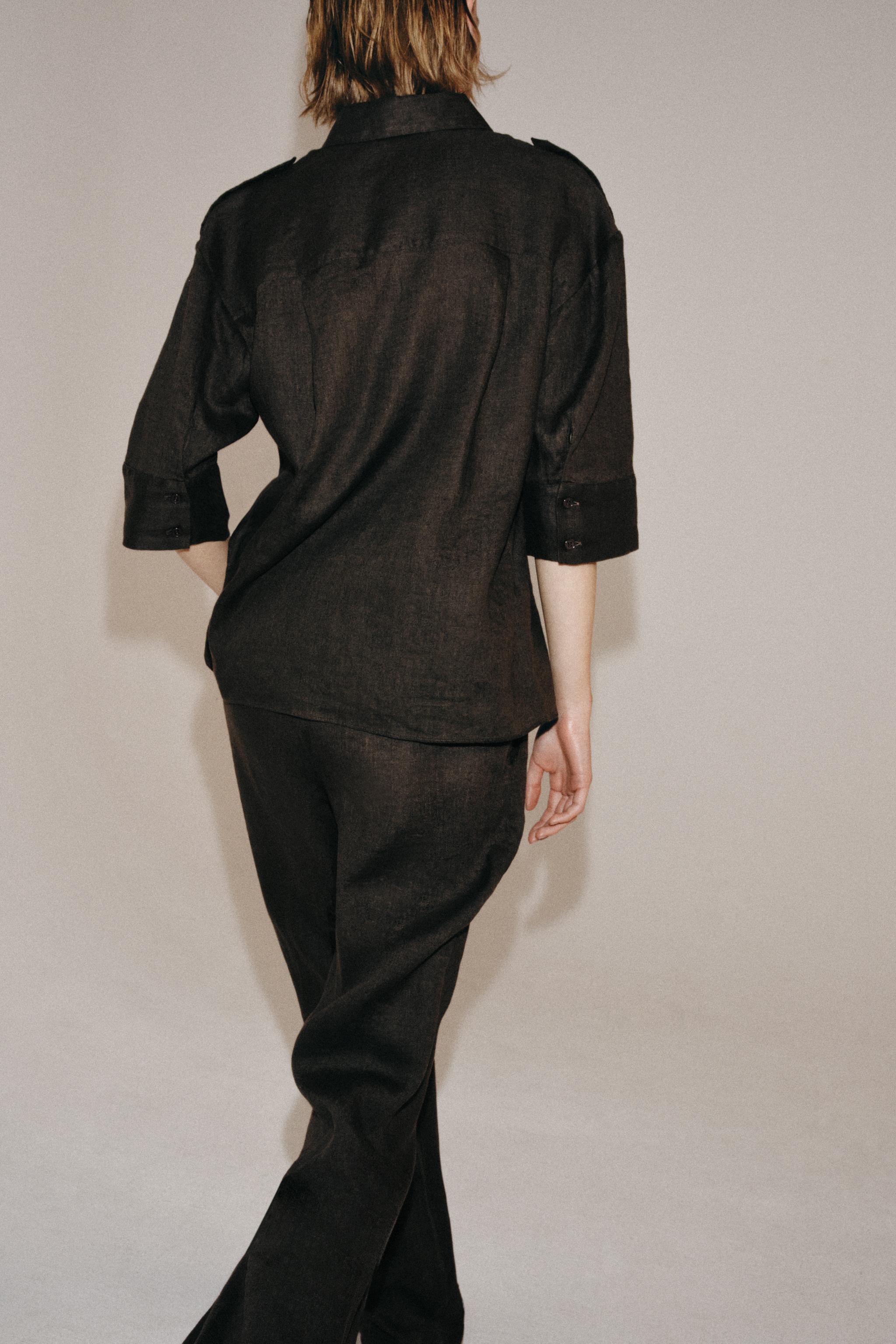 ZW COLLECTION LINEN POCKET SHIRT